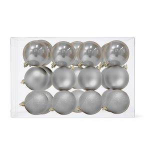 16 Esferas Navide&ntilde;as Bambalinas 8 Cm Plateado Decoracion