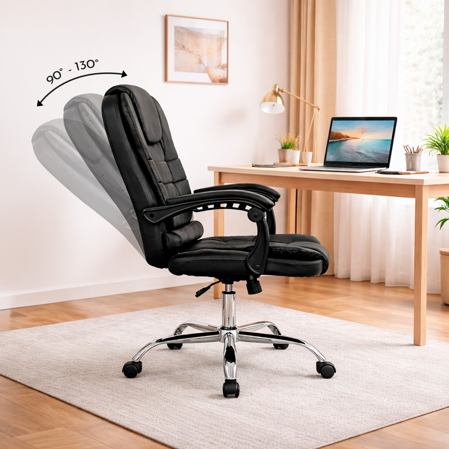 Silla Escritorio Gerencial Praga Ergon&oacute;mica Negra image number 3.0
