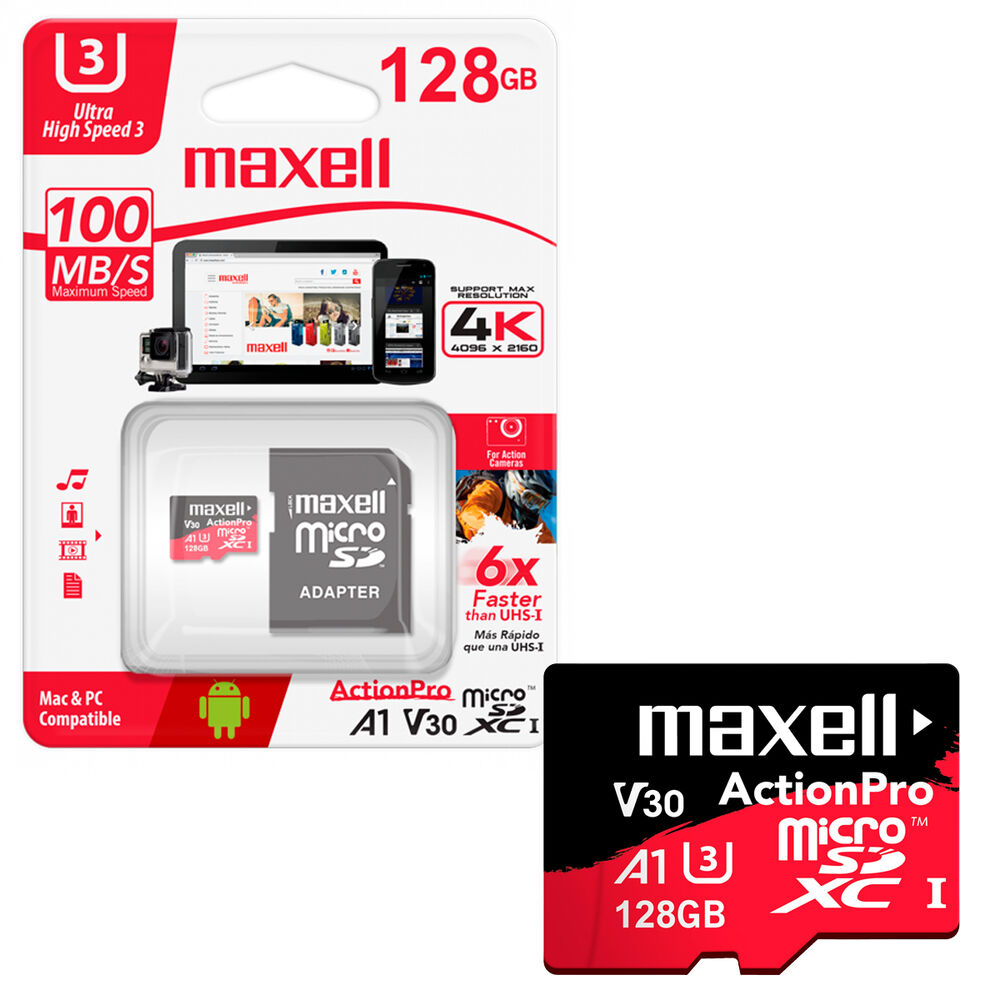 Tarjeta De Memoria Microsd 128gb Maxell + Adaptador 100mb/s image number 0.0