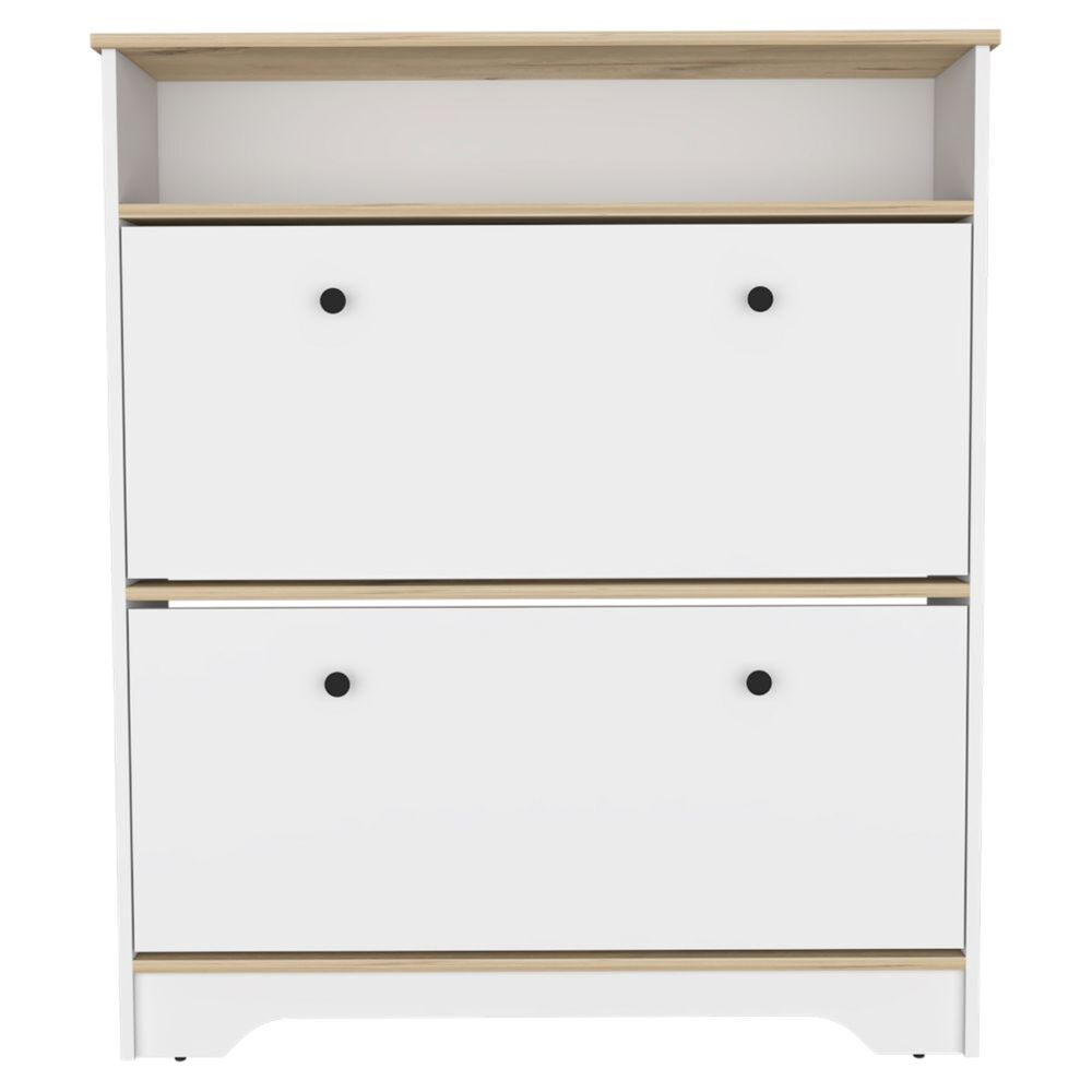 Comoda Zapatero 2 Puertas Fm-017b - Blanco Y Cafe Claro image number 3.0