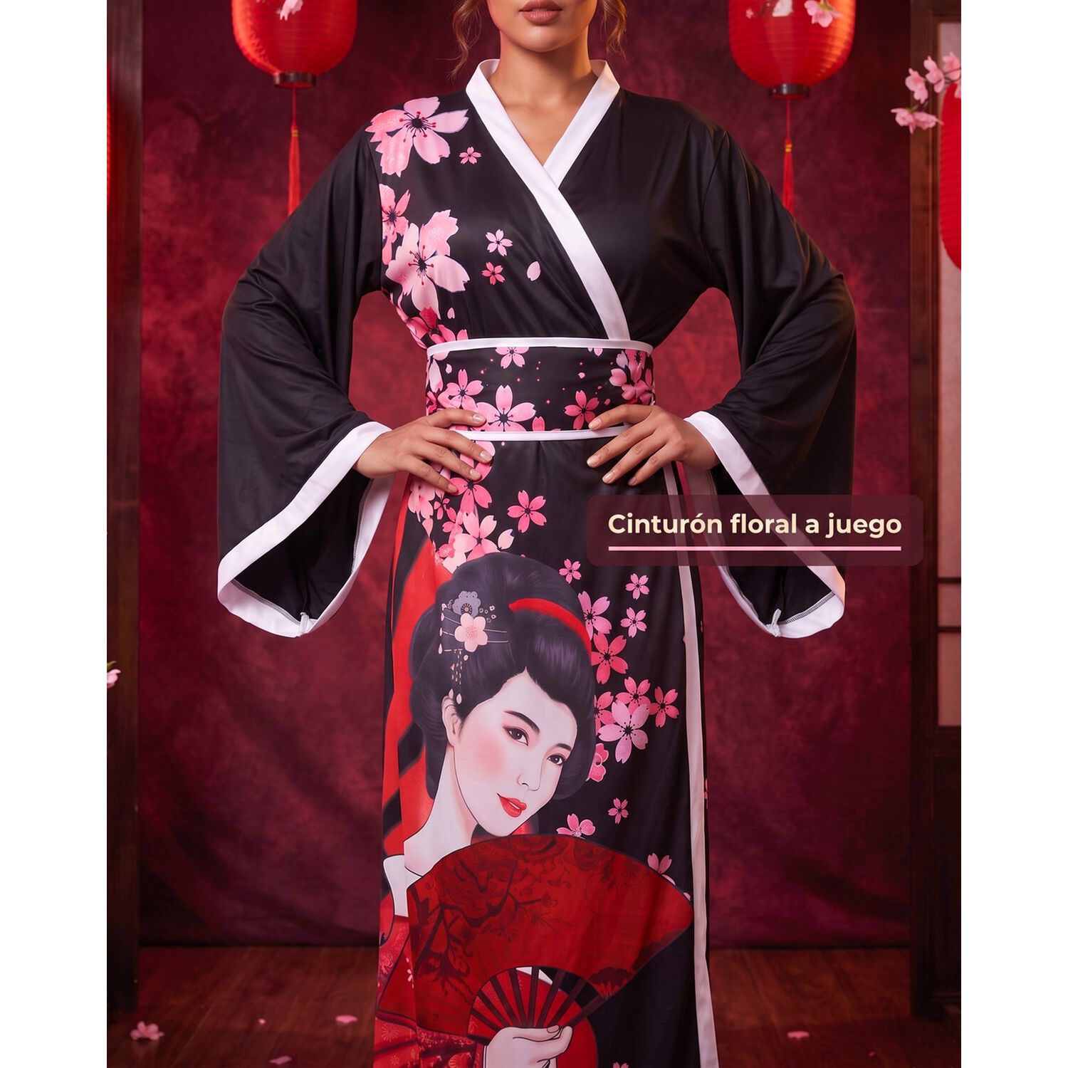 Kimono Elegante Tradicional Japon&eacute;s Mujer Obi Incluido image number 6.0