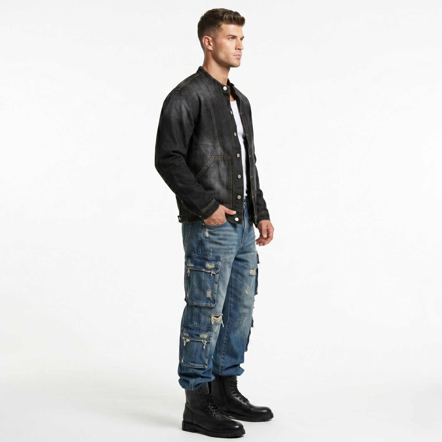 Chaqueta Mezclilla Denim Mao Hombre Orion image number 1.0