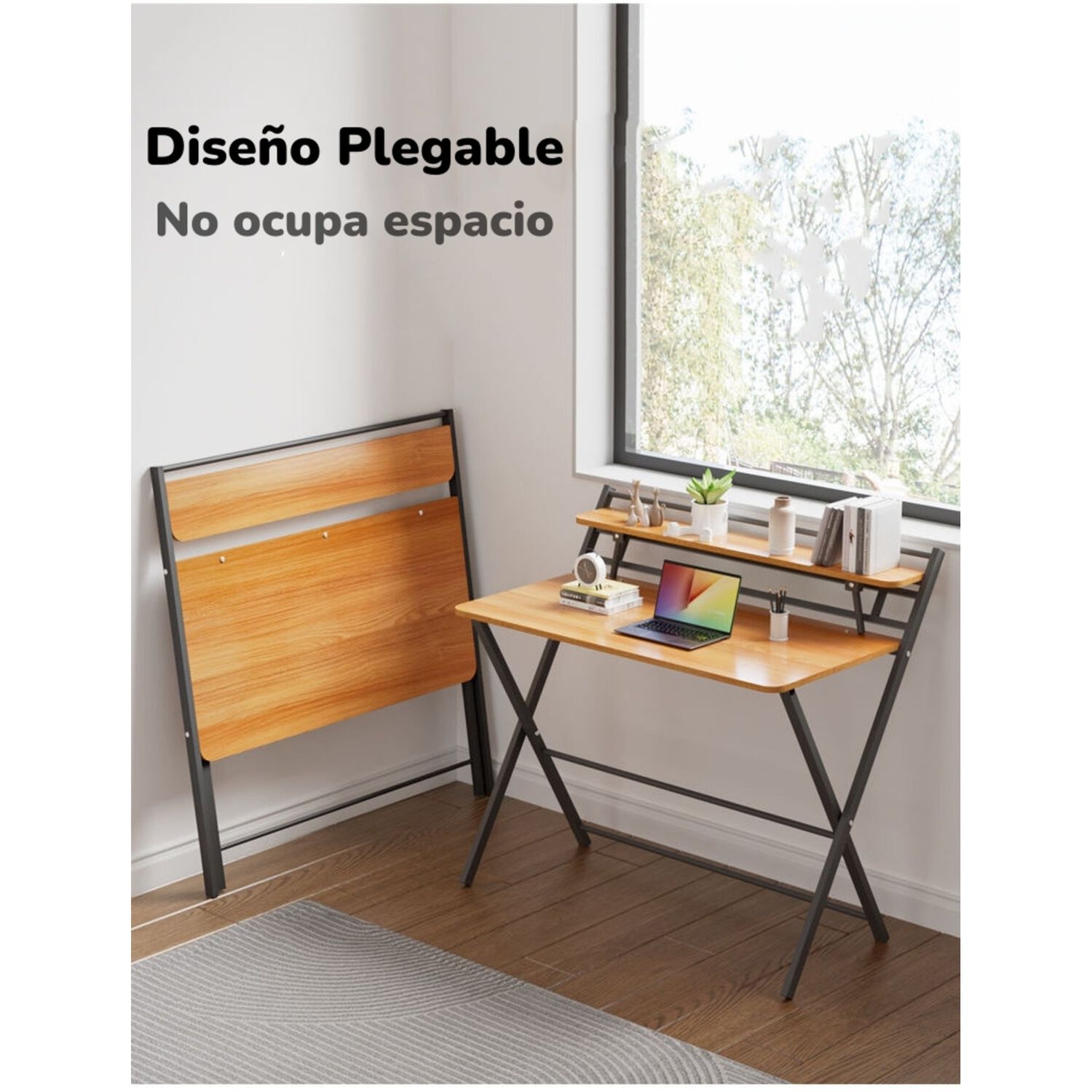 Escritorio Plegable 100x50x93cm Con Repisa By Lubabycas image number 7.0
