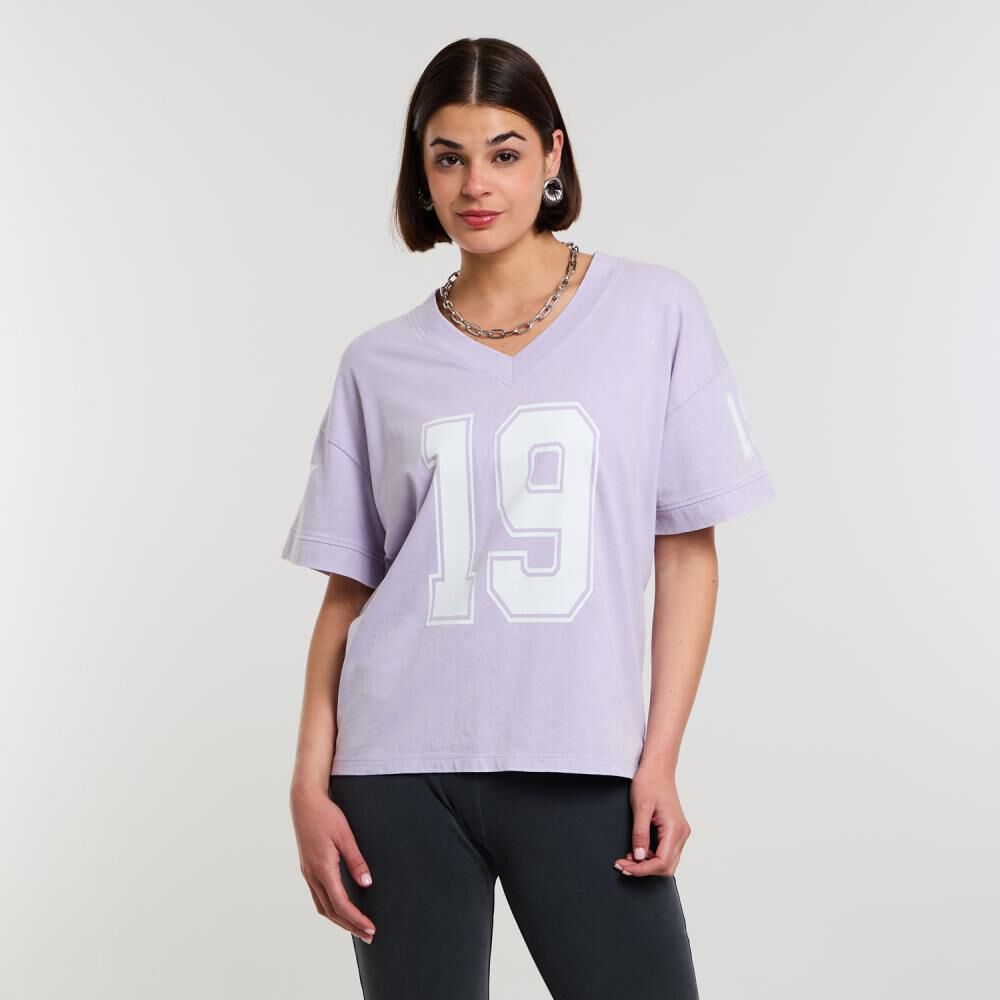 Polera F&uacute;tbol Americano Manga Corta Cuello V Mujer Rolly Go image number 0.0