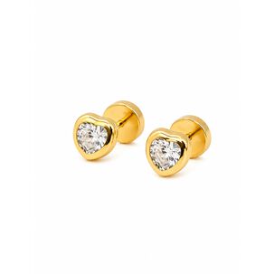 Aros Abridores Coraz&oacute;n 5mm Oro 18k Circ&oacute;n Beb&eacute; Ni&ntilde;a