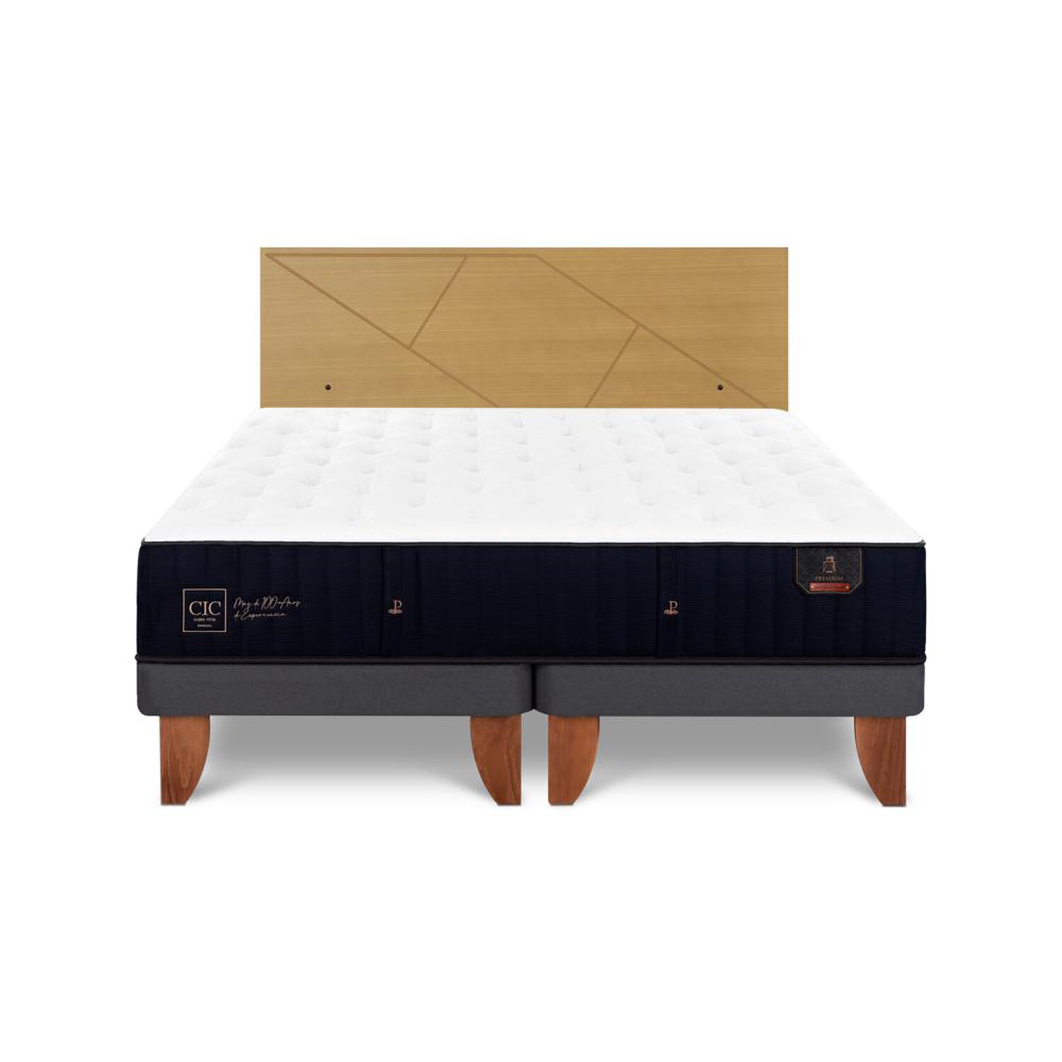Cama Europea Cic Linea Premium / 2 Plazas / Base Dividida + Respaldo image number 0.0