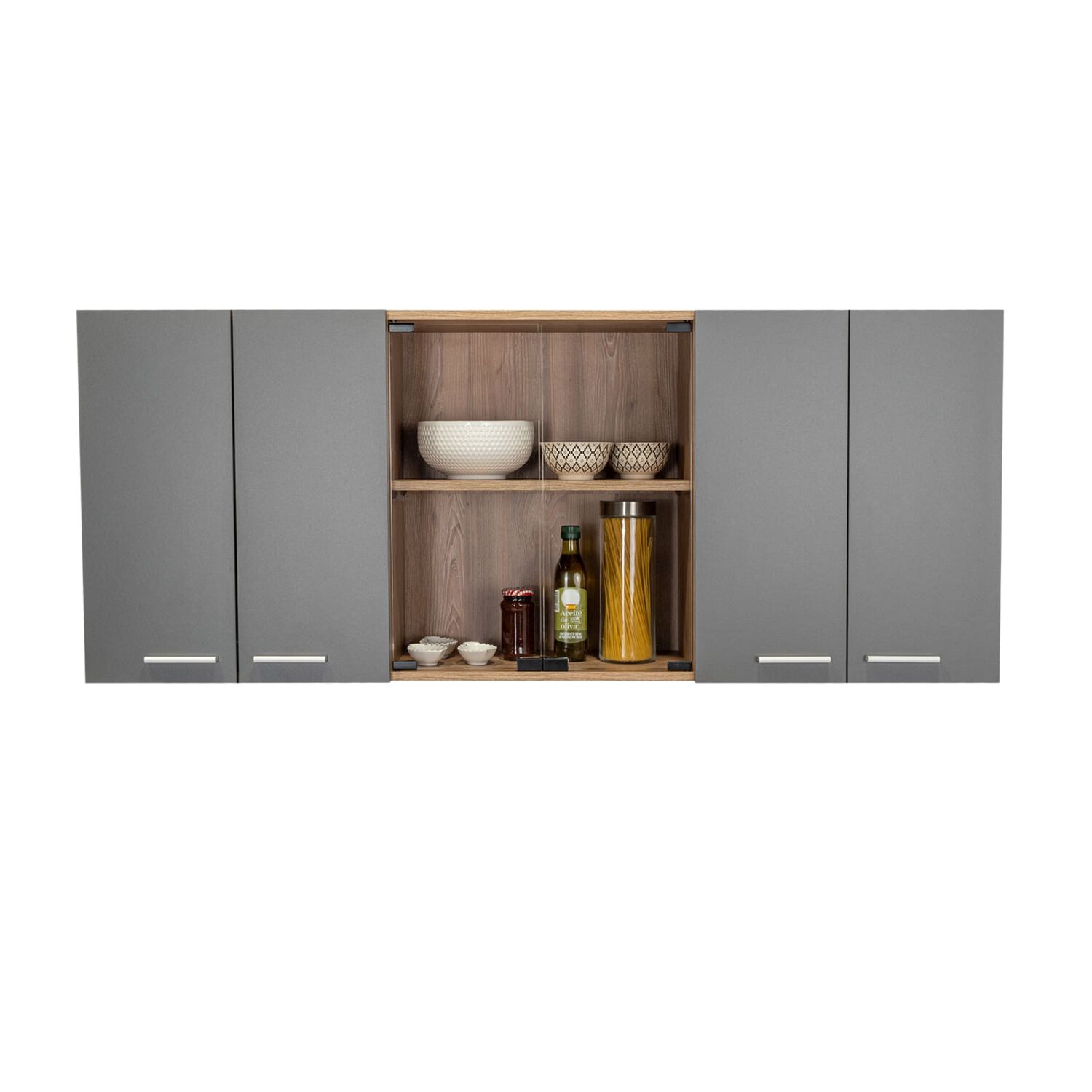 Mueble Superior De Cocina 6 Puertas 150x60x31,5 Cm Caf&eacute; Y Gris image number 2.0