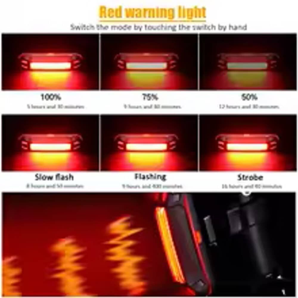 Luz Linterna Led Bicicleta Baliza Muy Potente Recargable Usb 3 Colores Y Funciones Tipo Baliza image number 5.0