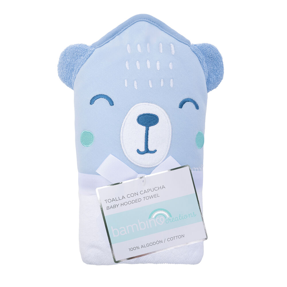 Toalla Con Capucha Celeste Oso Niño image number 0.0