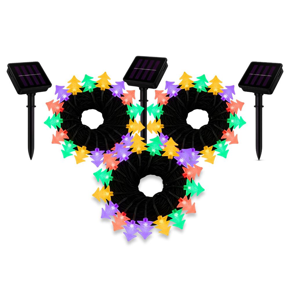 Set 3 Luces Navidad Led Arboles Solar 4m Rgb Decoracion image number 0.0