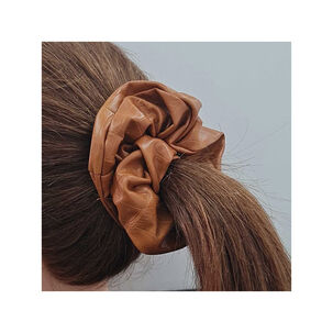 Coleta Para Cabello Mediana Ecocuero Marron Claro
