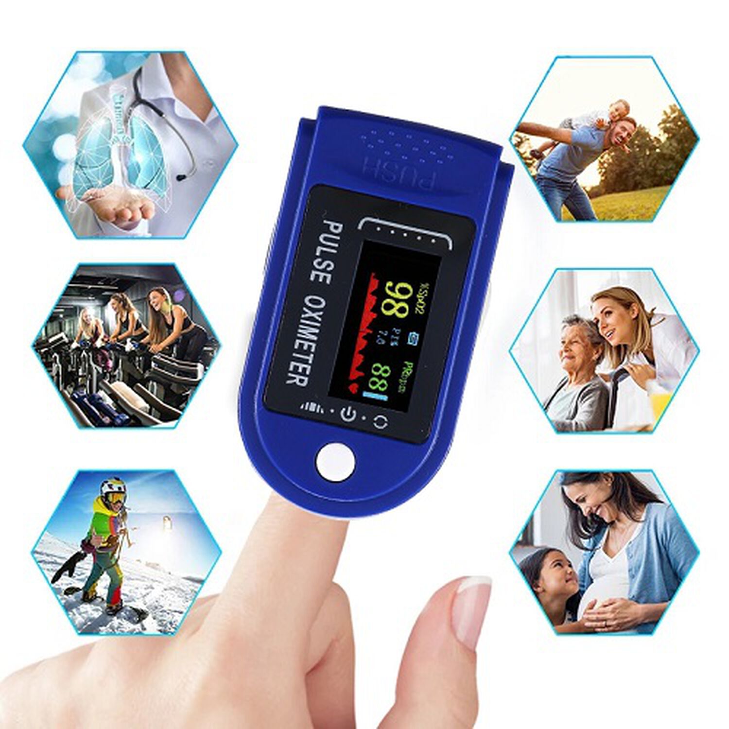 Saturometro Digital Oximetro Medico Pulsometros Originales image number 7.0