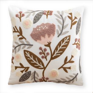 Funda Cojin Bordada 45x45 Cm Gran Flor Rosada