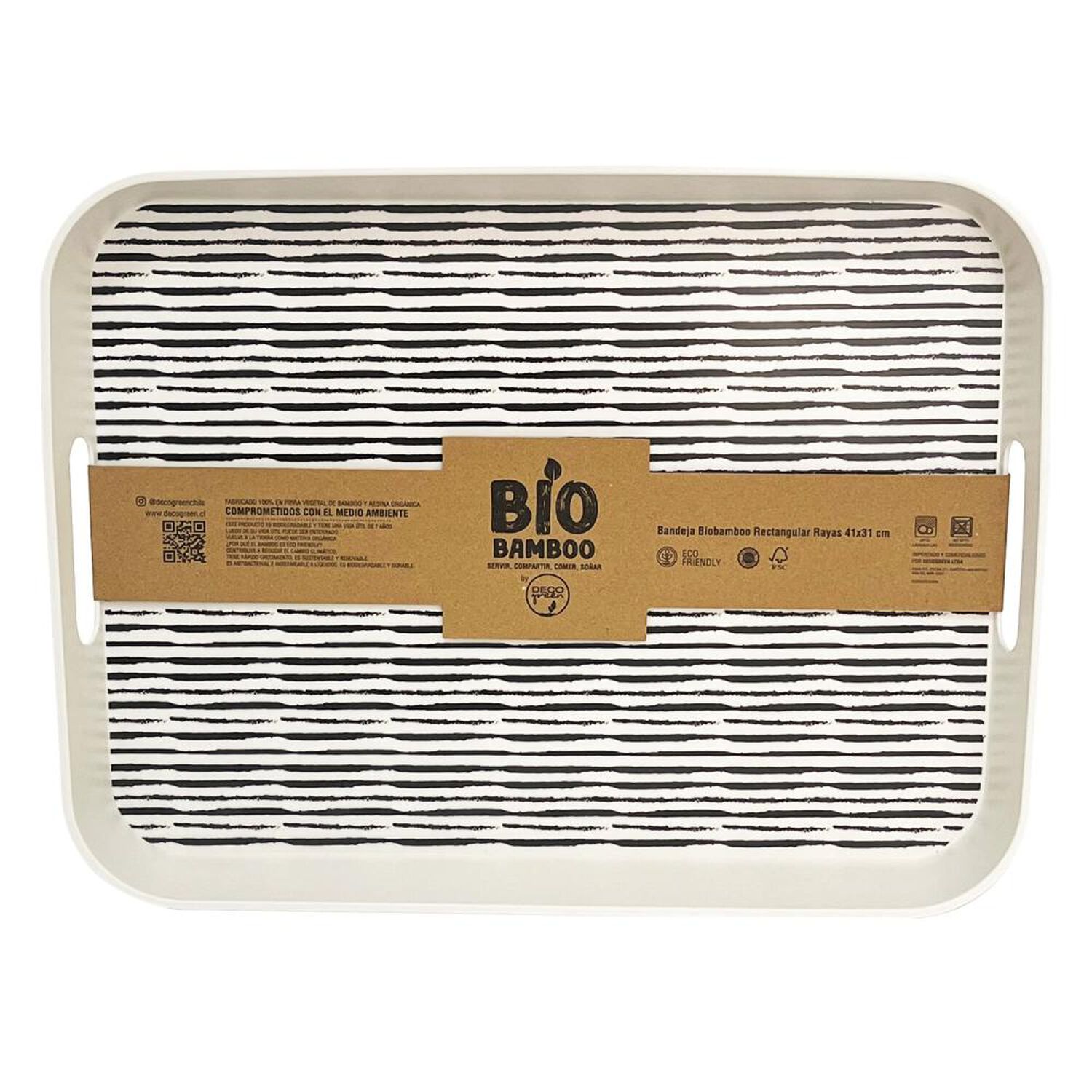 Bandeja Biobamboo Rayas 41x31 Cm Decogreen image number 0.0