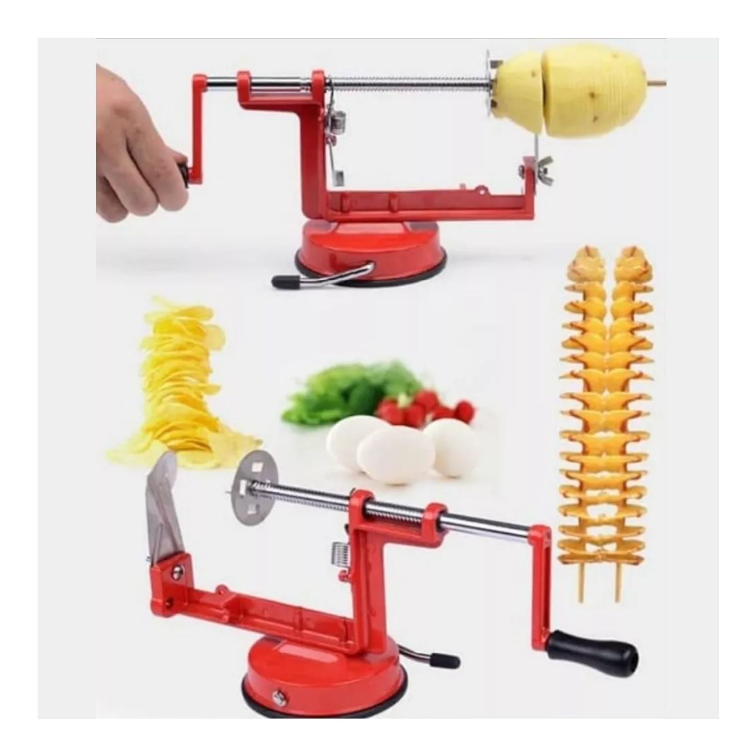 Pelador De Papas En Espiral 22cm Dise&ntilde;o Rojo Ergonomico image number 2.0