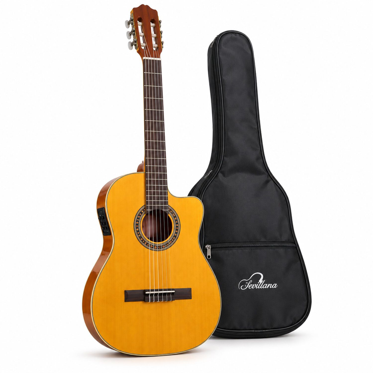 Guitarra Electroac&uacute;stica Sevillana Cutaway Ultra Delgada Natural Con Ecualizador Y Funda image number 0.0