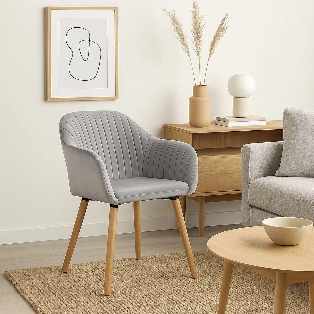 Butaca Sitial Poltrona Diamante Terciopelo Acolchado - Gris image number 2.0