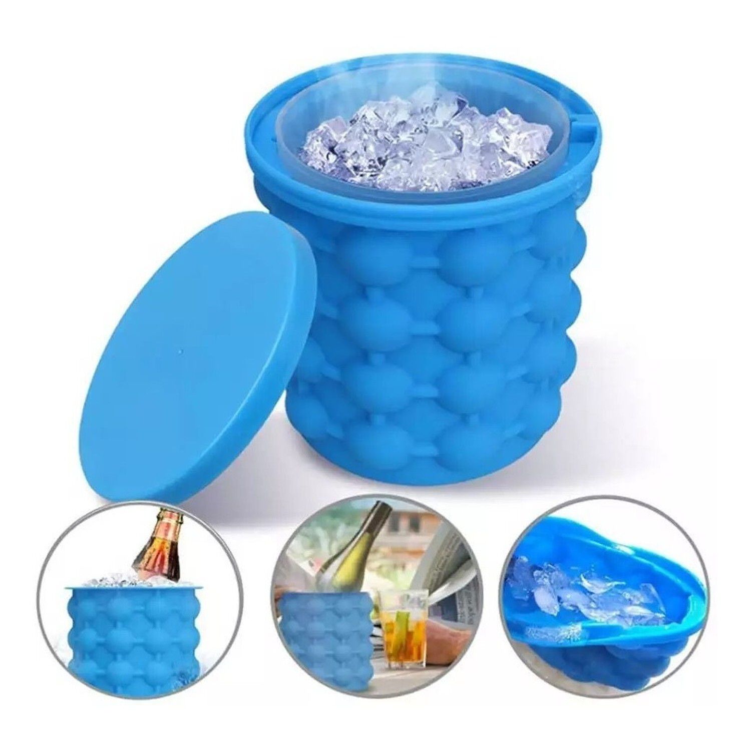 Molde Cubeta Hielos Silicona Flexible Azul 12 Cavidades image number 0.0