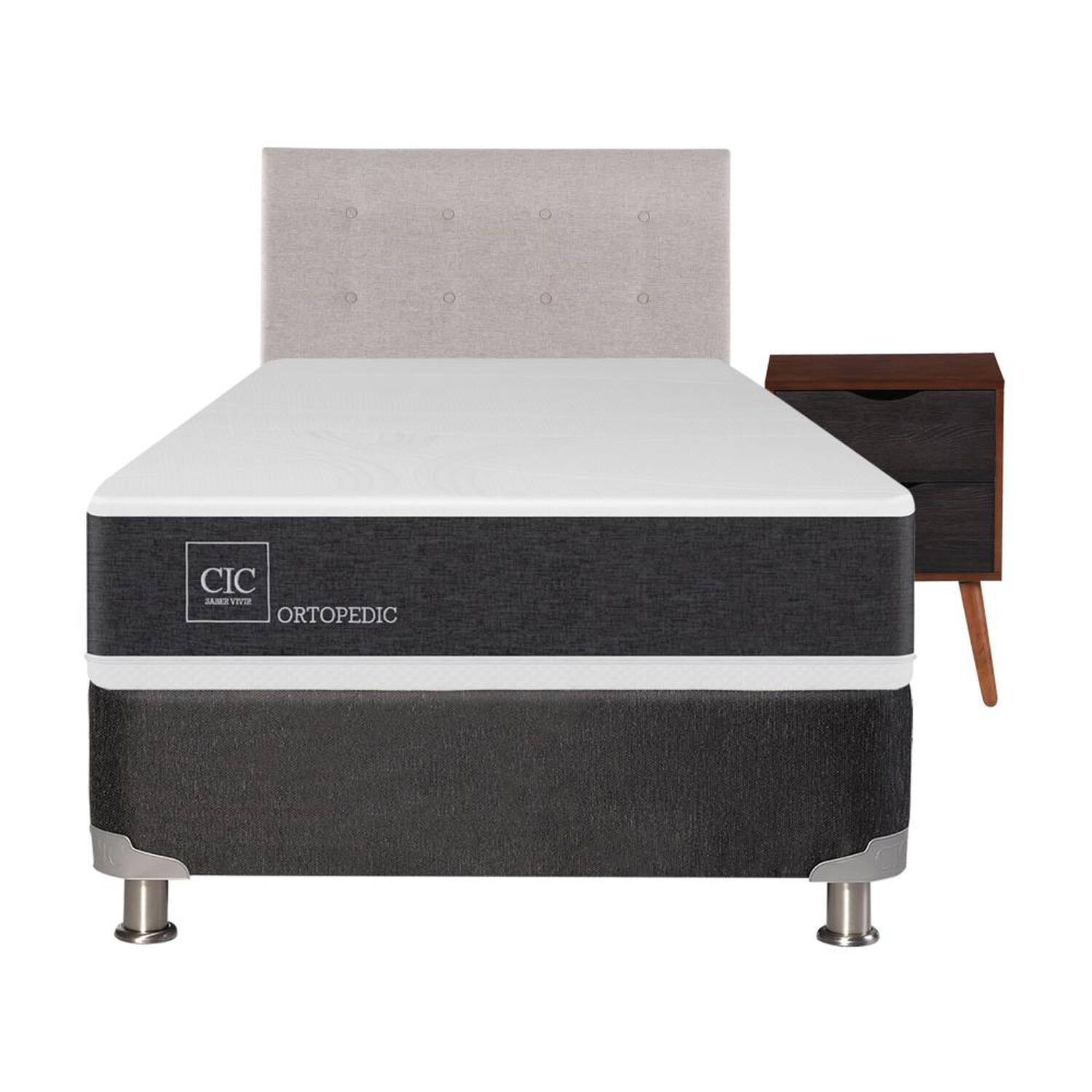 Box Spring Cic Ortopedic / 1.5 Plazas / Base Normal  + Set De Maderas image number 0.0
