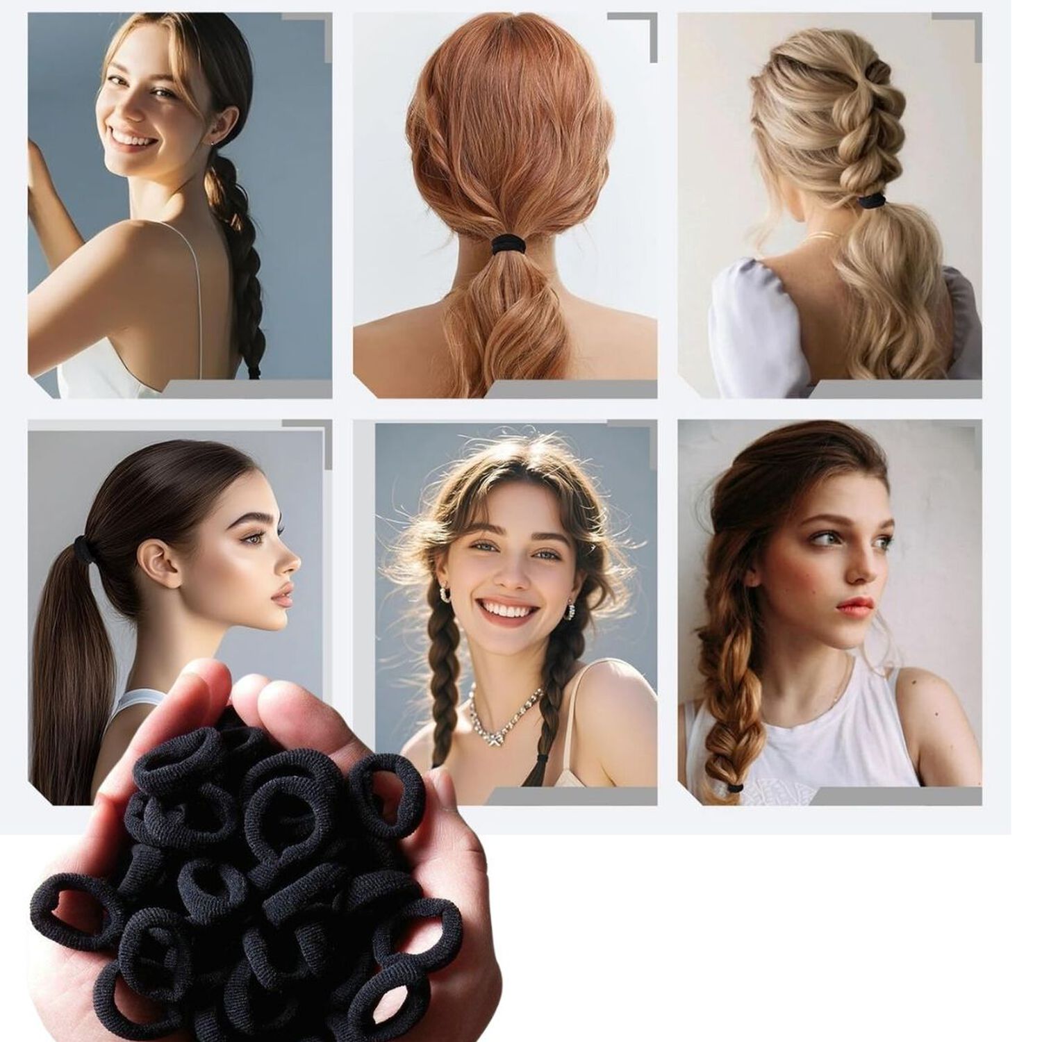 Set De 80 Mini Bandas O Colets El&aacute;sticas Para El Cabello Suaves Y Sin Costuras image number 0.0