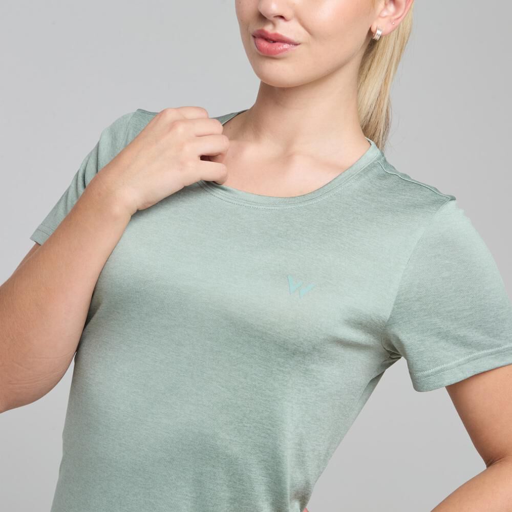 Polera Deportiva Lisa Slim Manga Corta Cuello Redondo Mujer Wetland image number 4.0