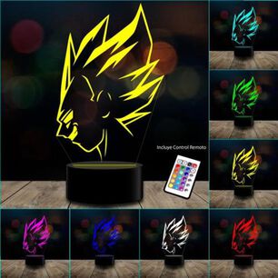 L&aacute;mpara 3d 7 Colores Vegeta Dragon Ball (estoykuku)