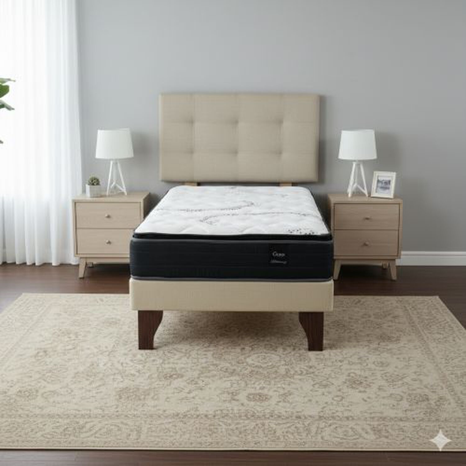Cama Europea 1.5 Plaza 200 Plus Respaldo Ginebra image number 0.0