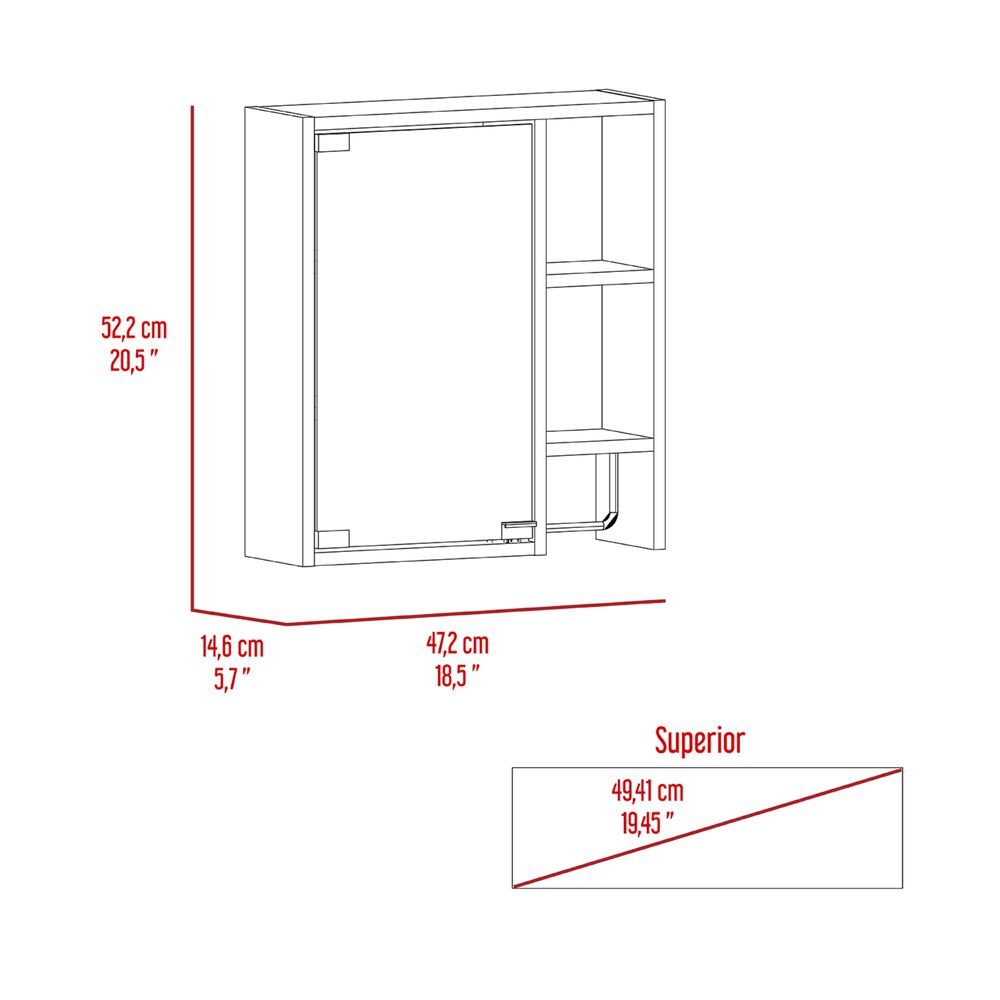 Botiquin De Baño 1 Puerta 52,2x47,2x14,6 Cm Café Claro image number 5.0