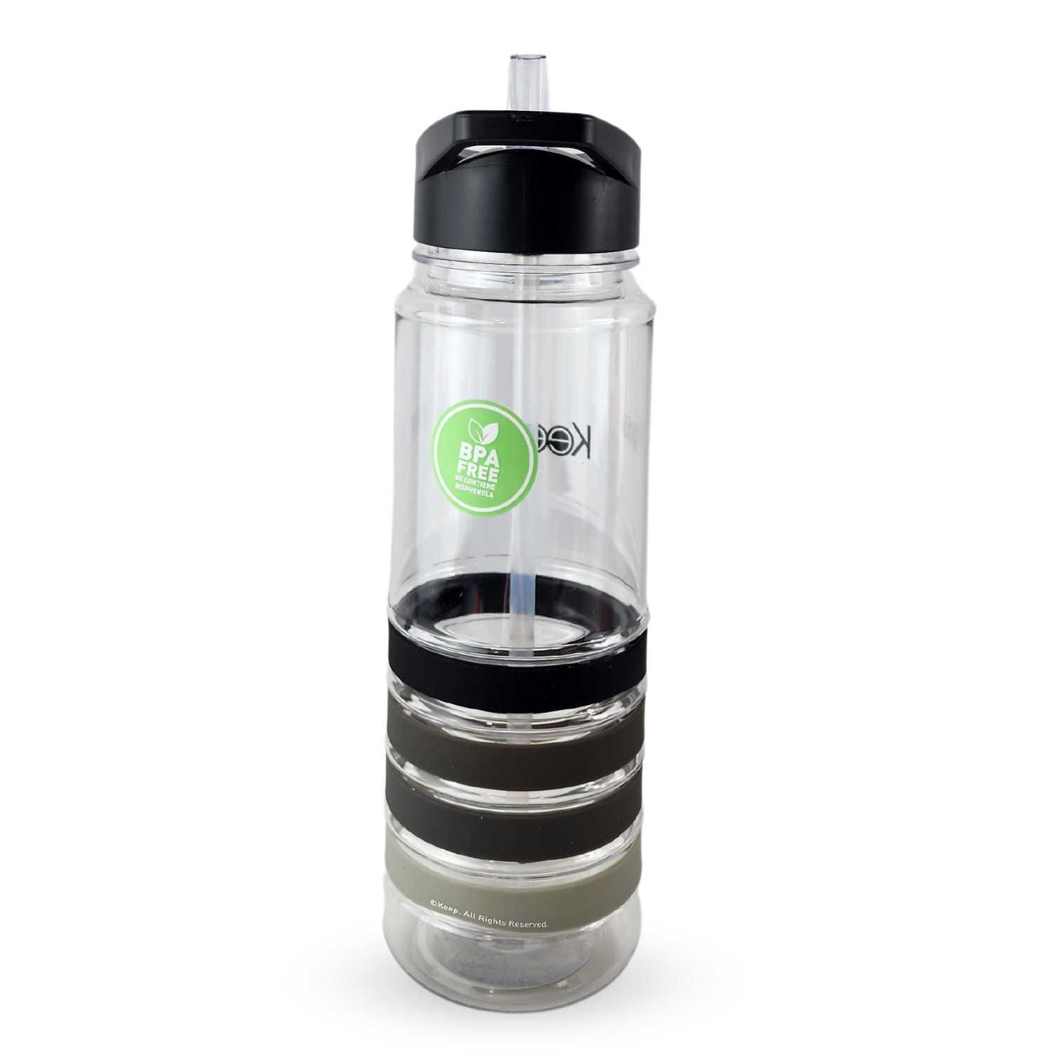 Botella Keep Bandas Colores 750ml Agua Bebidas Negro image number 2.0