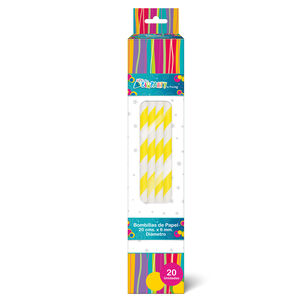 Bombilla Papel Amarillo-blanco 20 Unidades
