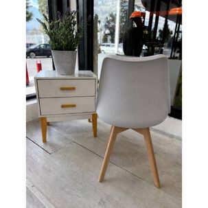 Silla Tulip De Polipropileno Con Asiento Acolchado Y Patas De Madera