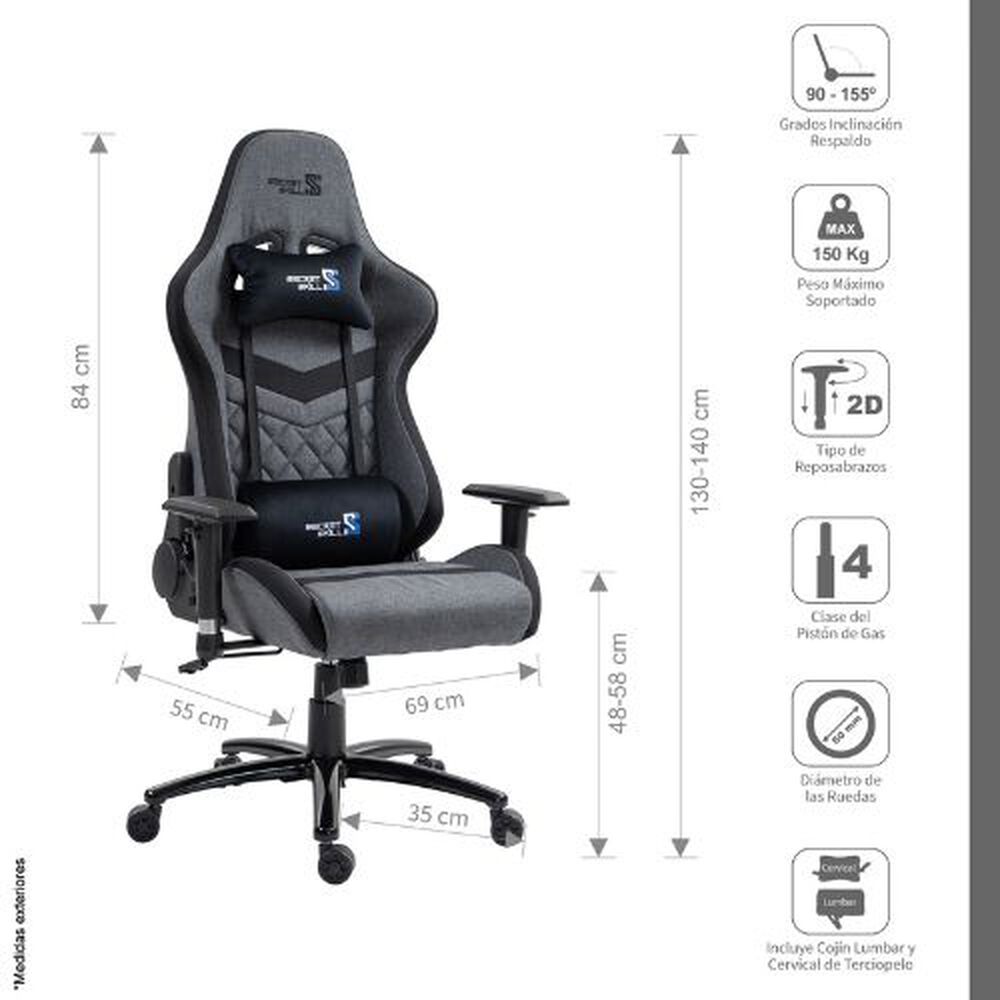 Silla Gamer Spy Gris / Negro image number 1.0