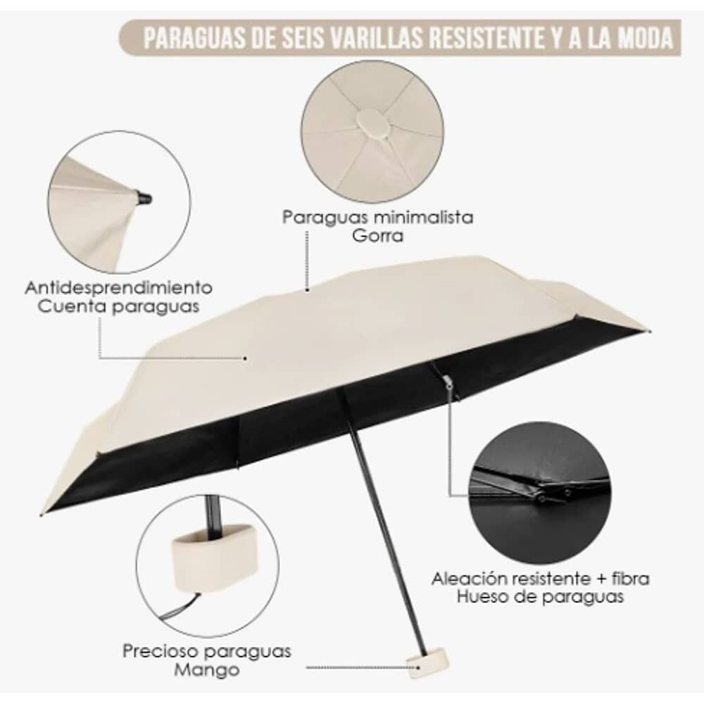 Mini Paragua Plegable Port&aacute;til Anti-uv Beige image number 3.0