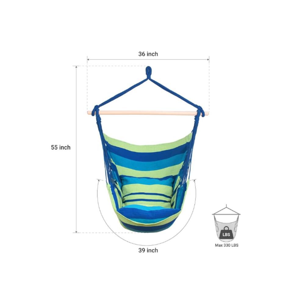 Silla Hamaca Colgante Con Cuerda + 2 Cojines Columpio Jard&iacute;n image number 3.0