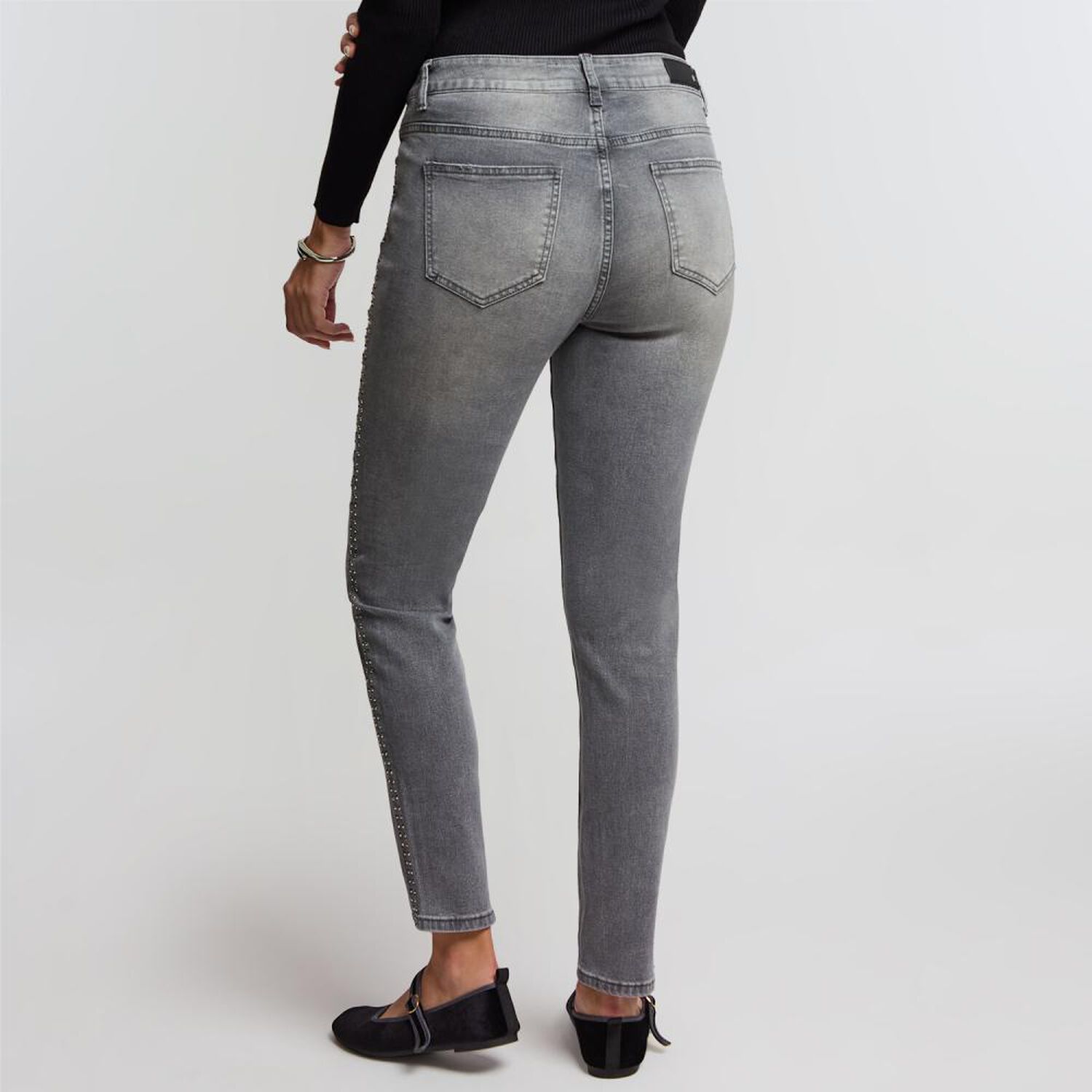 Jeans Aplicaci&oacute;n Strass Tiro Alto Skinny Mujer Kimera image number 3.0