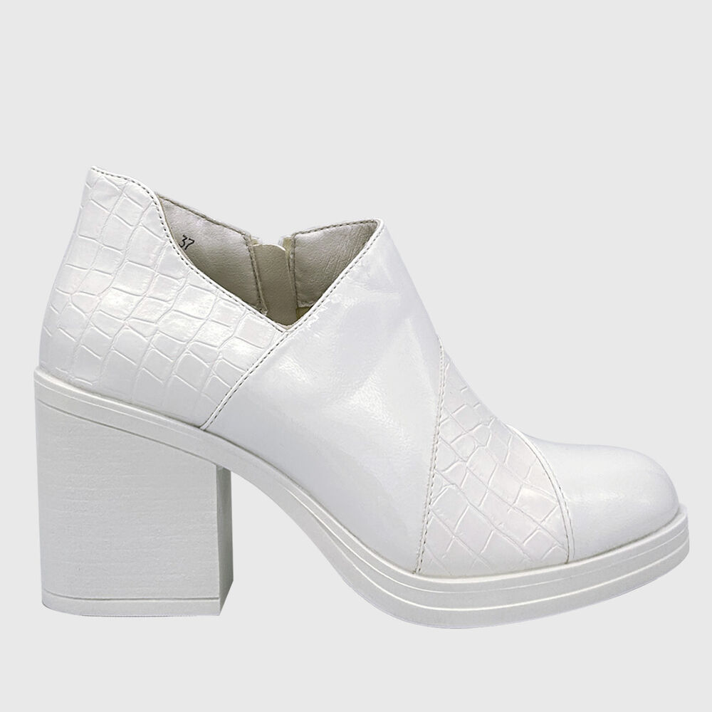 Botin Para Mujer Charol Con Taco Blanco image number 3.0