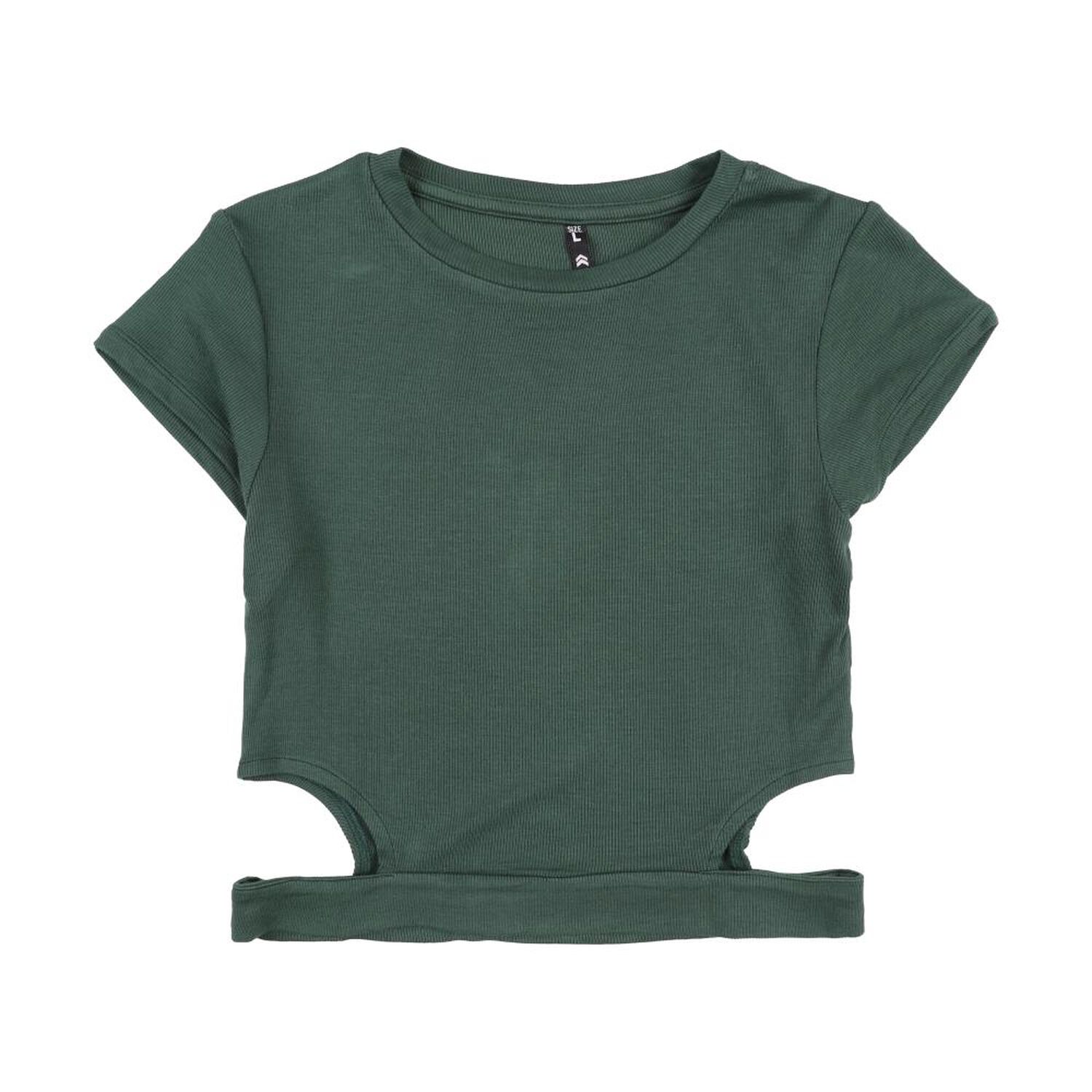 Polera Crop Con Corte En Pretina Manga Corta Cuello Redondo Mujer Rolly Go image number 0.0