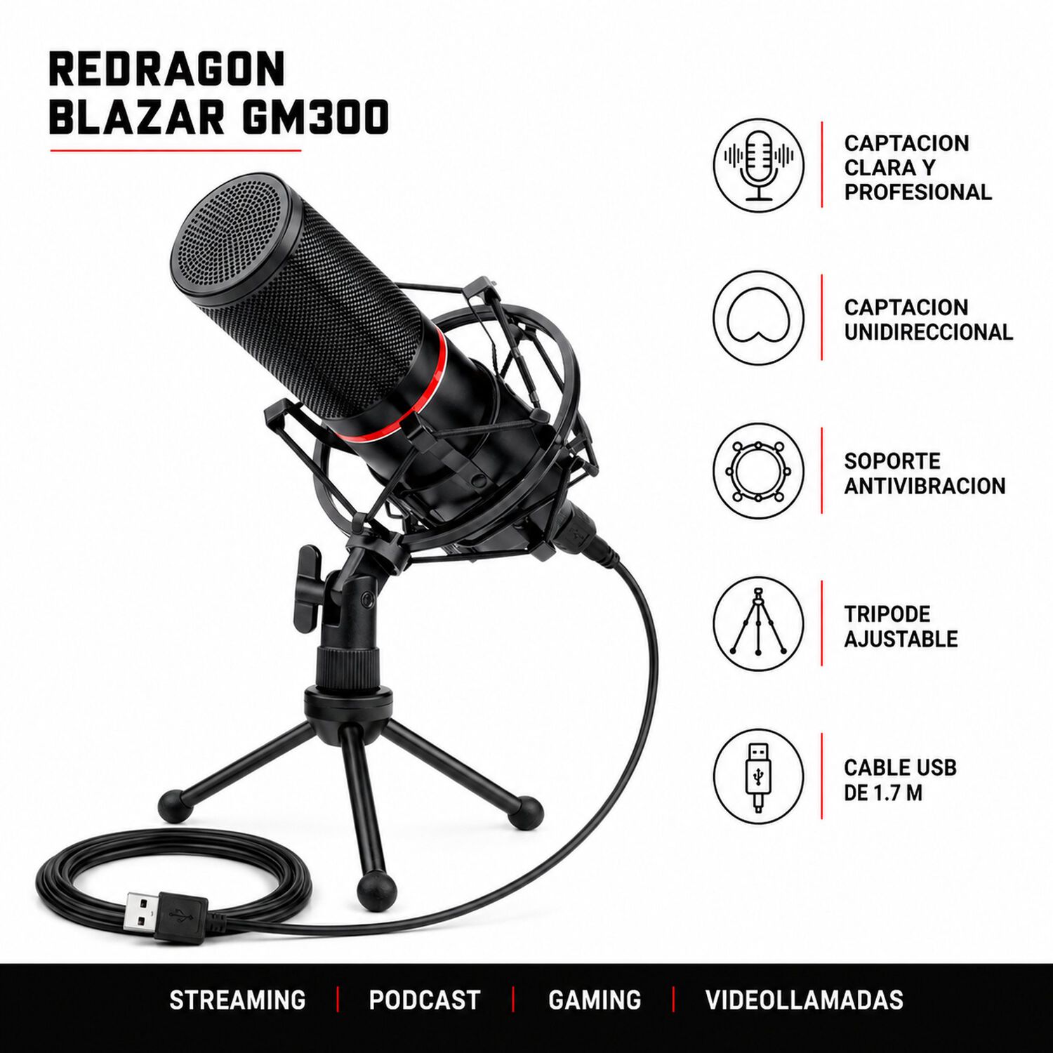 Micr&oacute;fono Profesional Condensador Usb Blazar Gm300 image number 6.0
