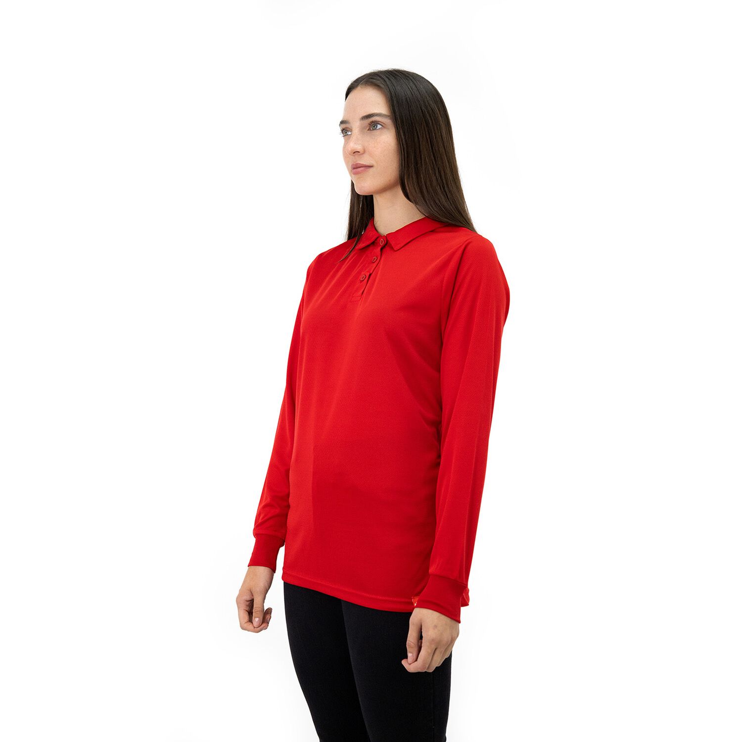 Polera Cooldry Quebec Manga Larga Rojo Mujer image number 2.0