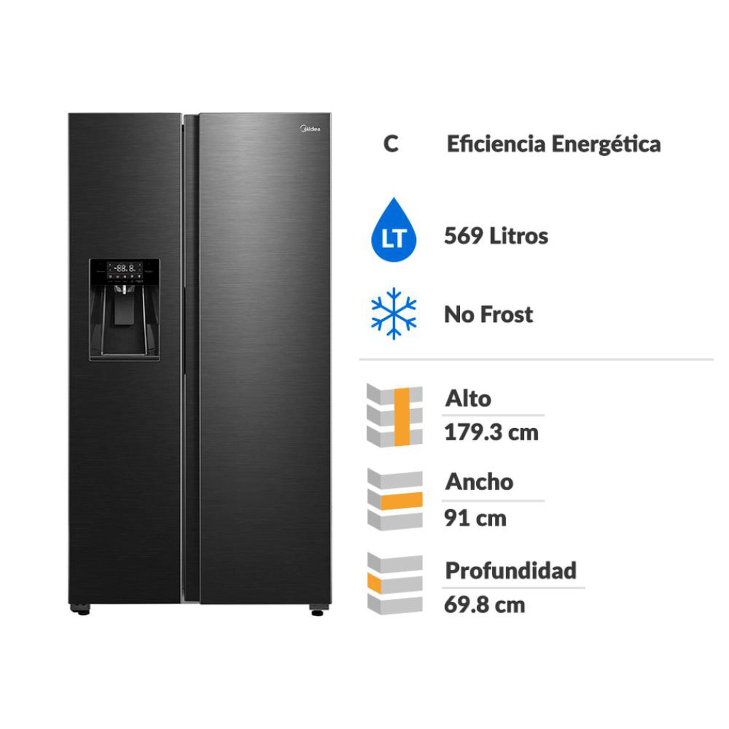Refrigerador Side By Side Midea MDRS761FGEDX / No Frost / 569 Litros / C image number 1.0
