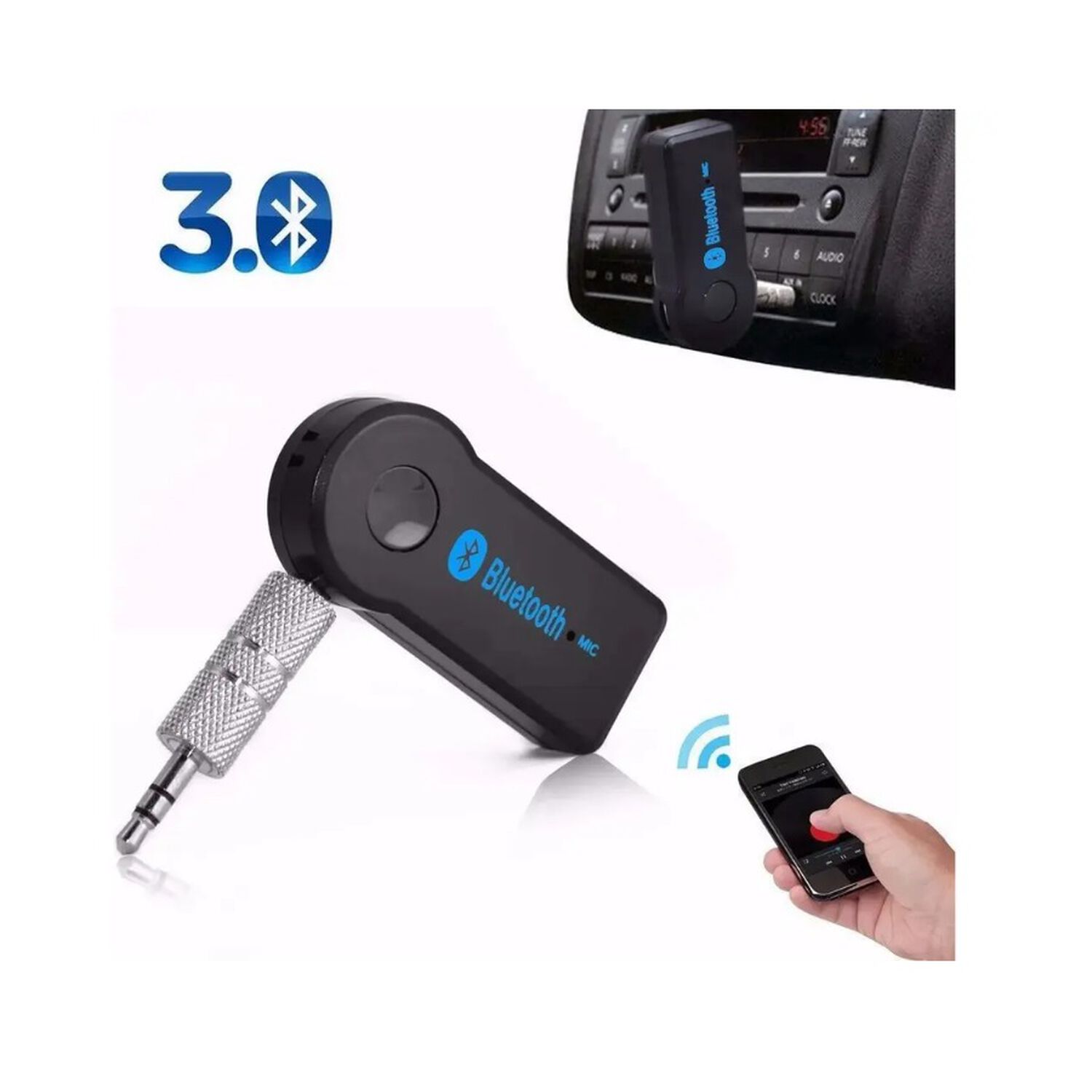 Receptor Bluetooth Auto Manos Libres Usb A Jack 3.5mm Negro image number 3.0