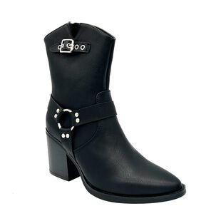 Bota Cowboy Para Mujer Color Negro Con Hebilla Y Aros