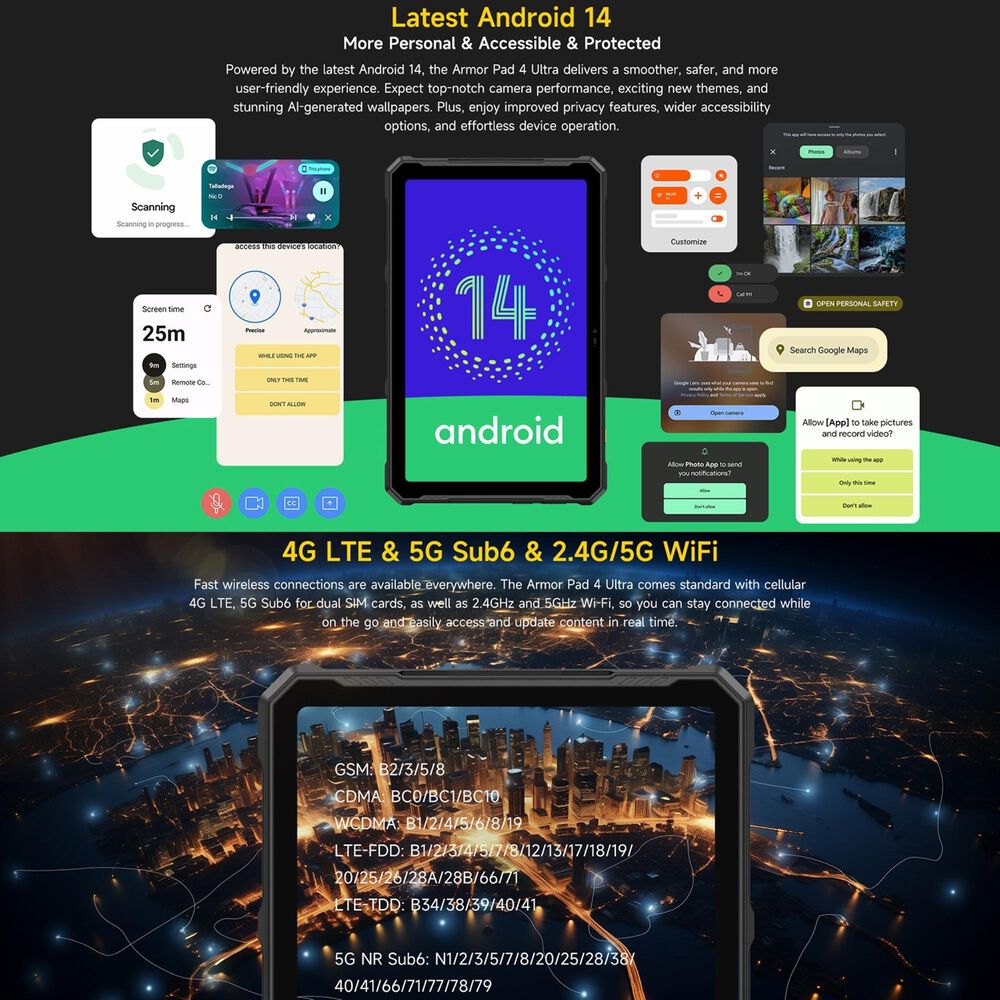 Ulefone Armor Pad 4 Ultra Con Cámara Térmica - Tablet Rugged 10.36" 5g, 8gb Ram, 256gb image number 8.0