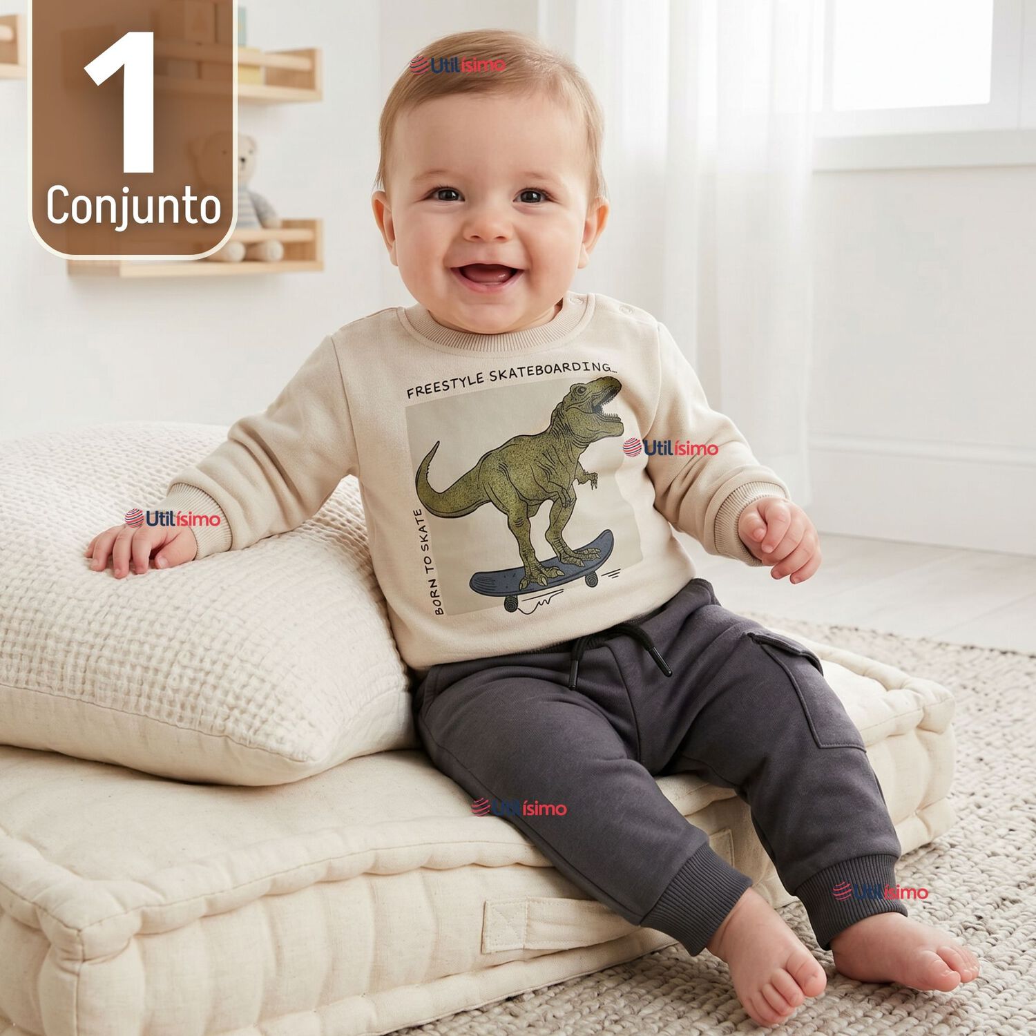 Conjunto Buzo Poler&oacute;n 2 Piezas Beb&eacute; Ni&ntilde;o Dino Street image number 0.0