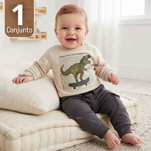 Conjunto Buzo Poler&oacute;n 2 Piezas Beb&eacute; Ni&ntilde;o Dino Street