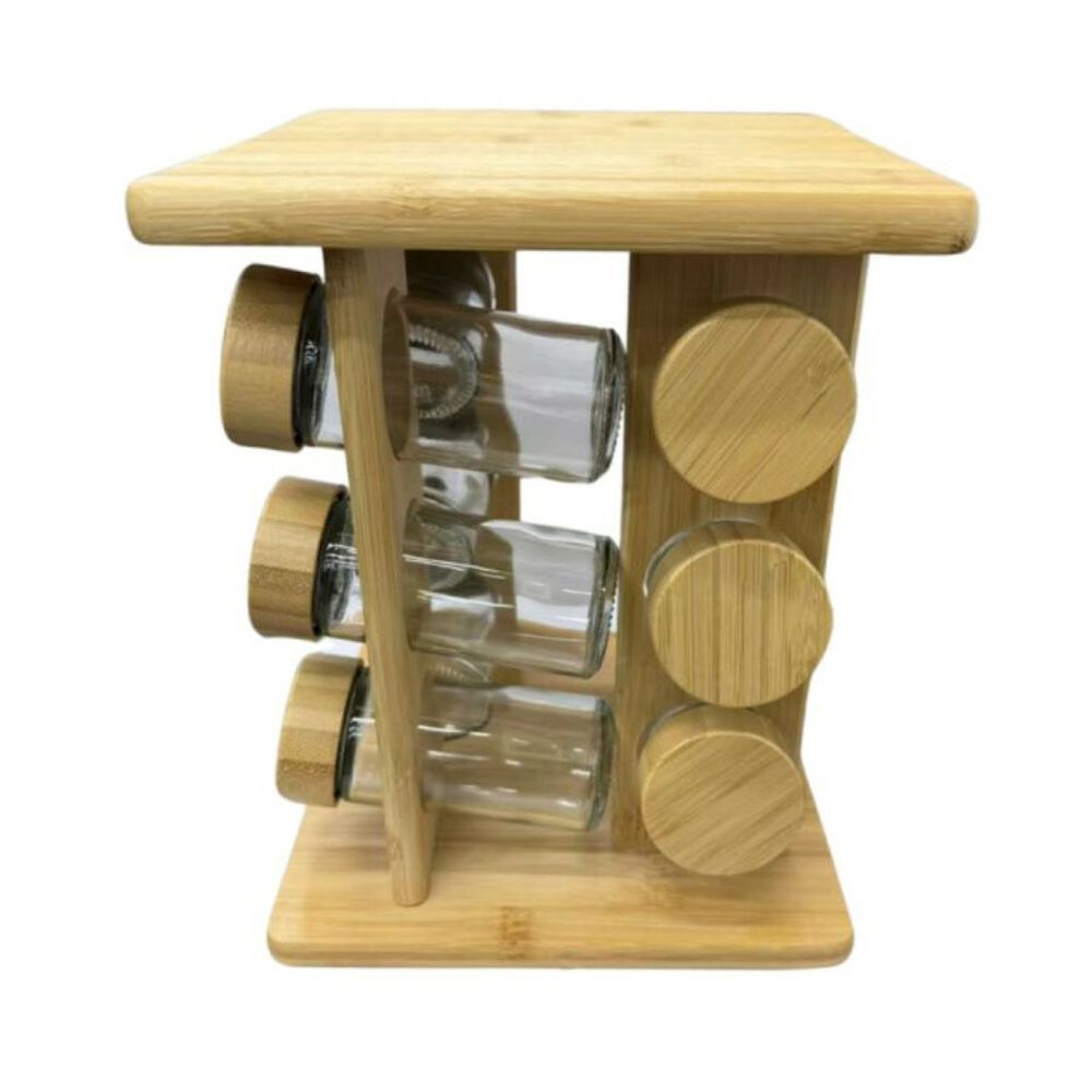 Especiero De Madera Cocina 12 Frascos De Vidrio image number 2.0