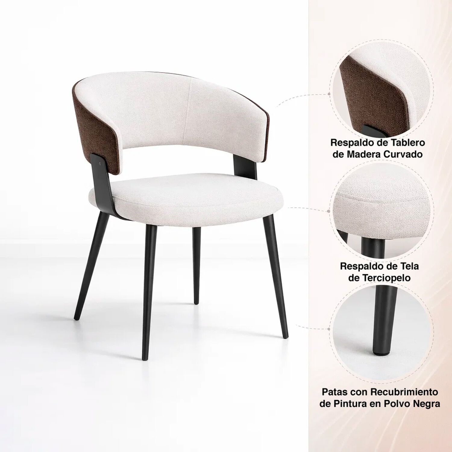 Pack De 2 Sillas Klops Velvet - Blanca image number 4.0