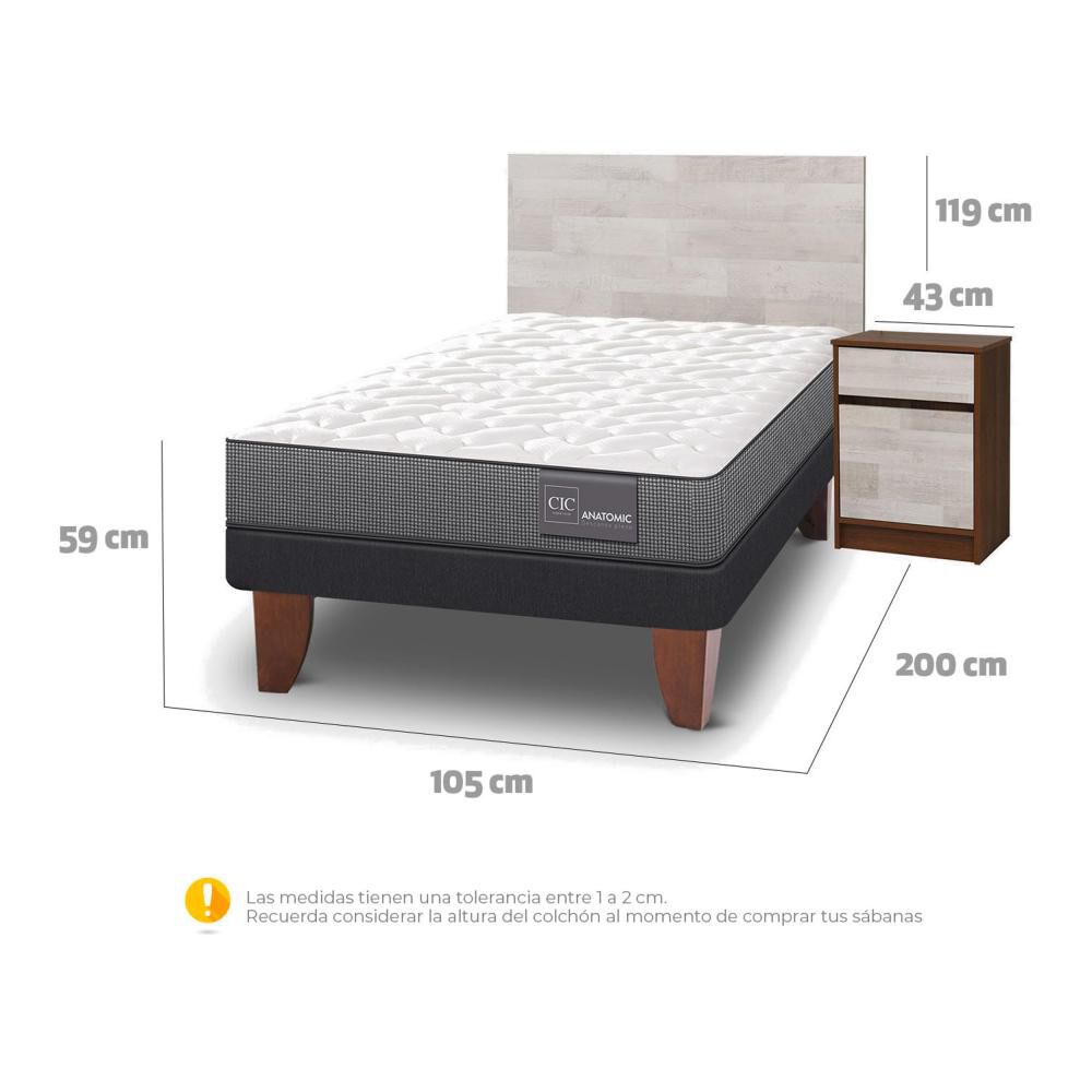Cama Europea Cic Anatomic / 1.5 Plazas / Base Normal + Set De Maderas image number 3.0