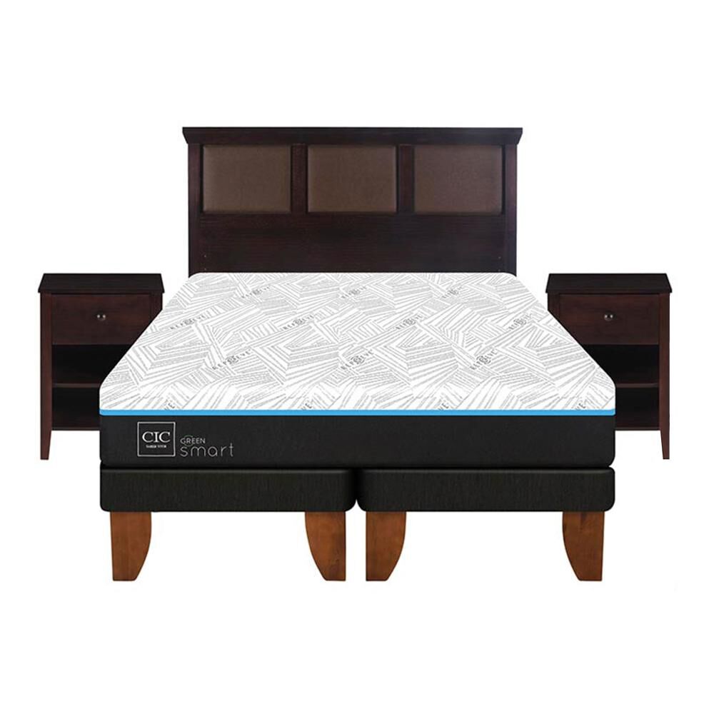 Cama Europea Cic Green Infinity / 2 Plazas / Base Dividida + Set De Maderas image number 0.0