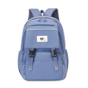 Mochila Bolso Escolar Juvenil Impermeable Dise&ntilde;o Unicolor Blue